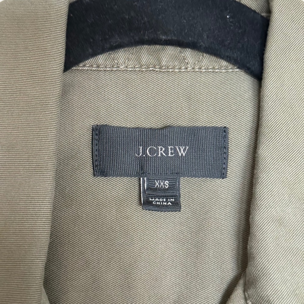 J. Crew Utility Jacket Military Style Olive Green XS Peplum Button Front - Picture 2 of 7
